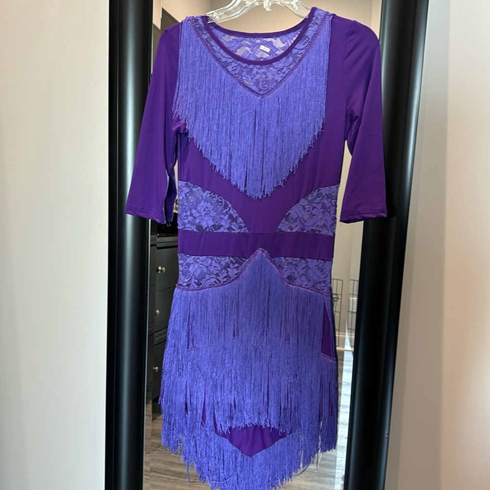Purple fringe dress like new size M